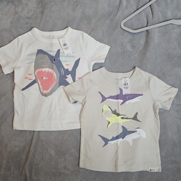 GAP Other - Organic Cotton Lot Of 2 GAP 18 Months T Shirts Sharks NWT